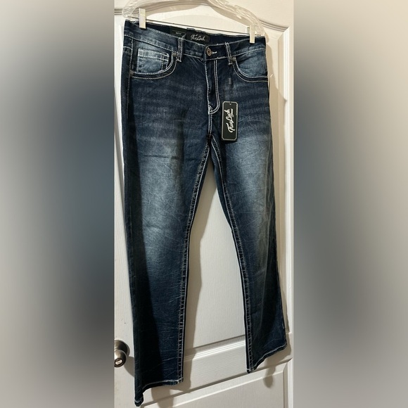 True Luck Mens Jeans Blue Tag Size 32/32 Straight Stretch Denim NWT - Picture 1 of 6